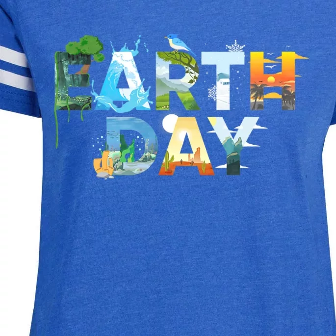 Earth Day Environmental Protection Save Tree & Animals Enza Ladies Jersey Football T-Shirt