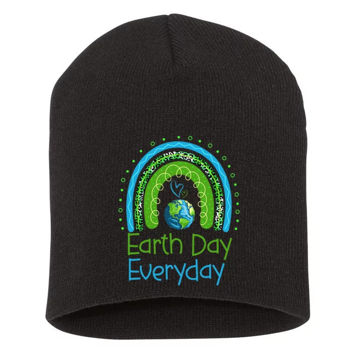 Earth Day Everyday Rainbow Design Earth Day Short Acrylic Beanie