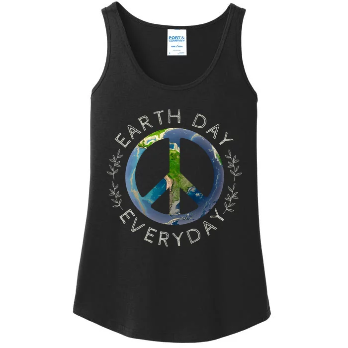 Earth Day Everyday World Global Peace On Earth Sign Ladies Essential Tank