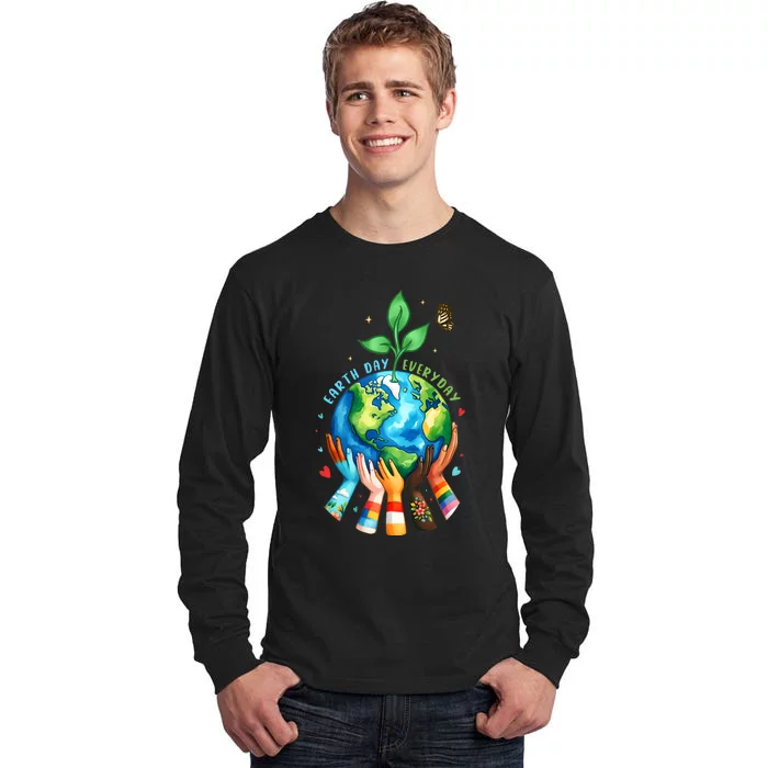 Earth Day Everyday 2024 Funny Earth Day Protect Environment Save The Planet Tall Long Sleeve T-Shirt