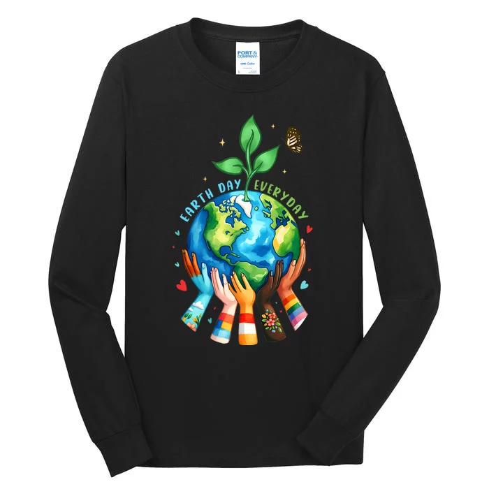 Earth Day Everyday 2024 Funny Earth Day Protect Environment Save The Planet Tall Long Sleeve T-Shirt