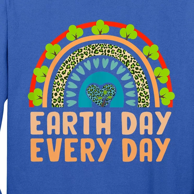 Earth Day Everyday Retro Groovy Rainbow Save Environt Gift Long Sleeve Shirt