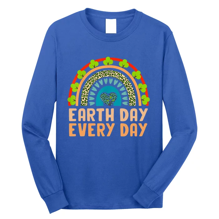 Earth Day Everyday Retro Groovy Rainbow Save Environt Gift Long Sleeve Shirt