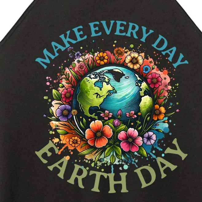 Earth Day Every Day Groovy Retro 70s Earth Day Women’s Perfect Tri Rocker Tank