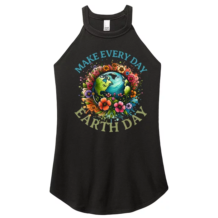 Earth Day Every Day Groovy Retro 70s Earth Day Women’s Perfect Tri Rocker Tank