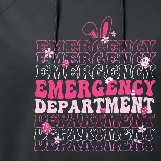 Emergency Department Er Nurse Bunny Performance Fleece Hoodie