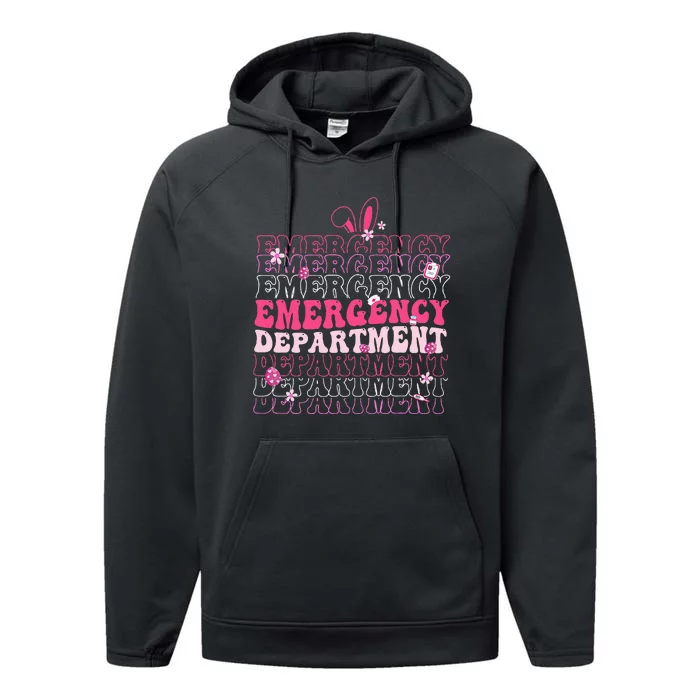 Emergency Department Er Nurse Bunny Performance Fleece Hoodie