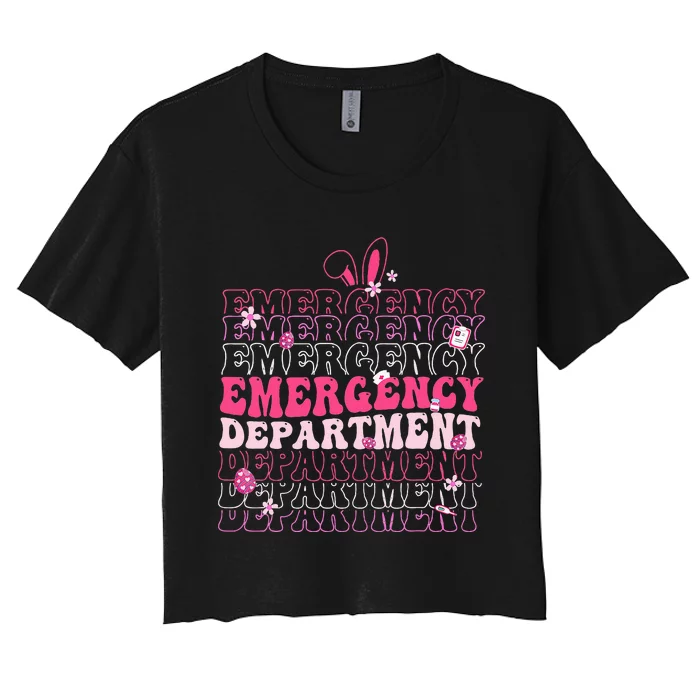 Emergency Department Er Nurse Bunny Women's Crop Top Tee