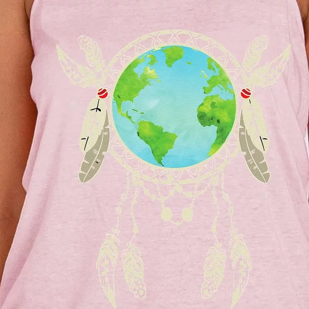 Earth Dreamcatcher Earth Day Women's Knotted Racerback Tank