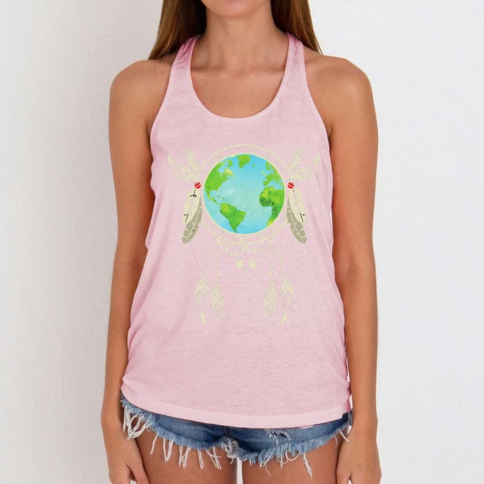 Earth Dreamcatcher Earth Day Women's Knotted Racerback Tank