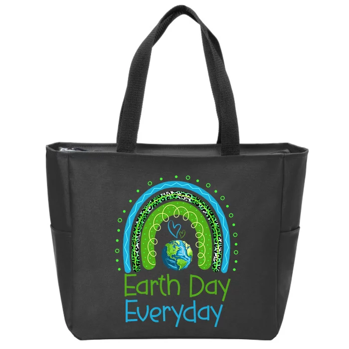 Earth Day Everyday Rainbow Design Earth Day Zip Tote Bag