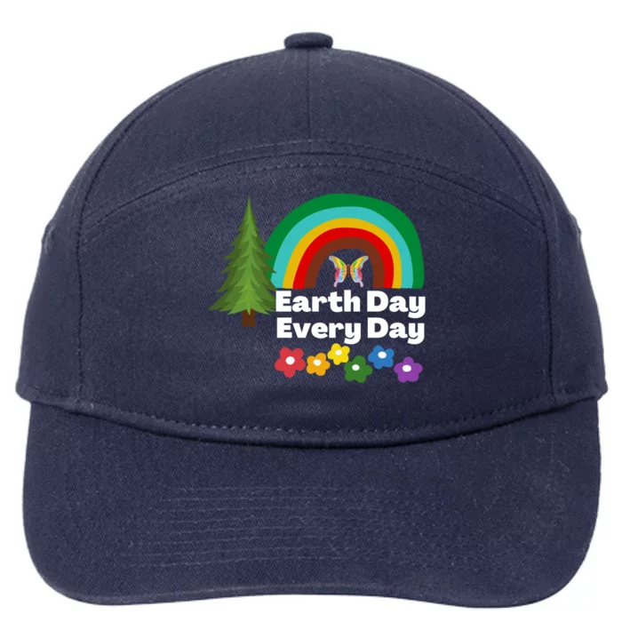 Earth Day Everyday Rainbow Pine Tree Green Earth Happy Life Funny Gift 7-Panel Snapback Hat