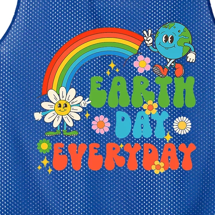 Earth Day Everyday Rainbow Hippie Groovy Save Planet Earth Gift Mesh Reversible Basketball Jersey Tank