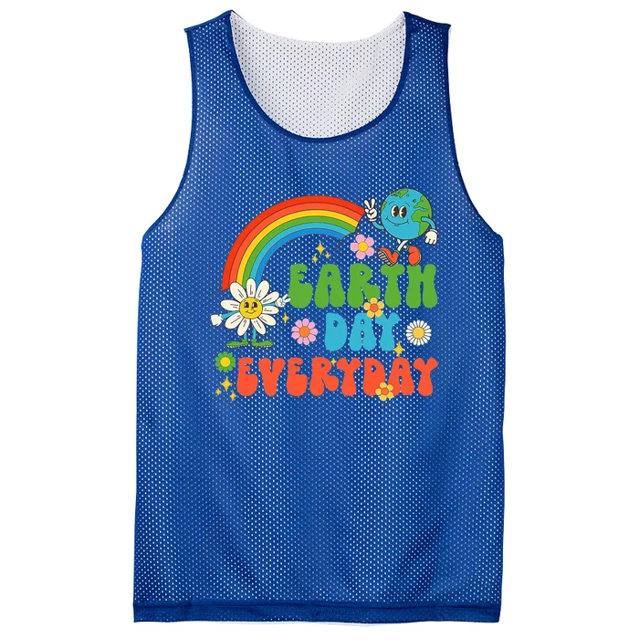 Earth Day Everyday Rainbow Hippie Groovy Save Planet Earth Gift Mesh Reversible Basketball Jersey Tank