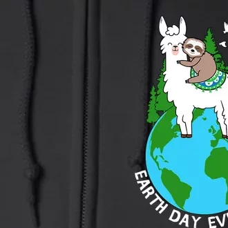 Earth Day Everyday Llama Sloth Cool Earth Day Lover Gift Full Zip Hoodie