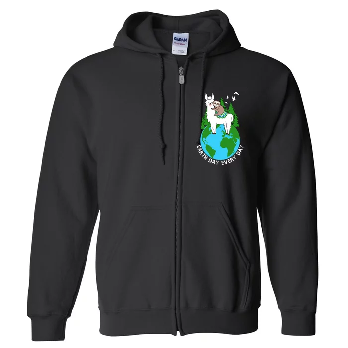 Earth Day Everyday Llama Sloth Cool Earth Day Lover Gift Full Zip Hoodie