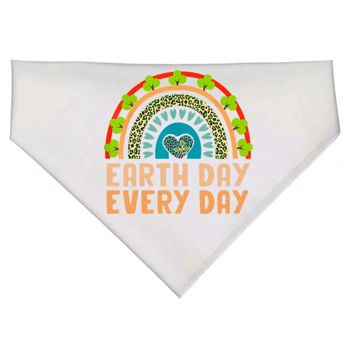 Earth Day Everyday Retro Groovy Rainbow Save Environt Gift USA-Made Doggie Bandana