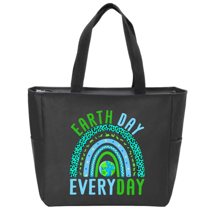 Earth Day Everyday Rainbow Design Earth Day Zip Tote Bag