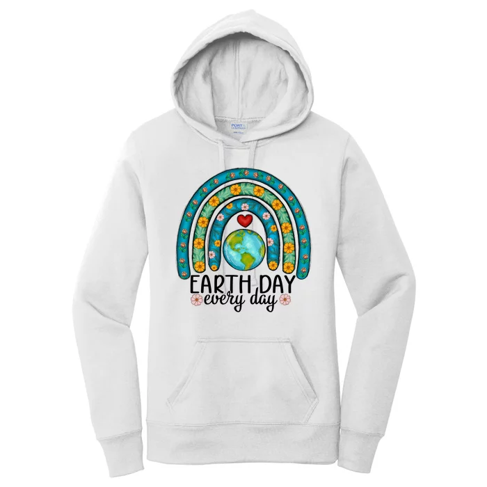 Earth Day Every Day Save Our Planet Rainbow Tree Women's Pullover Hoodie