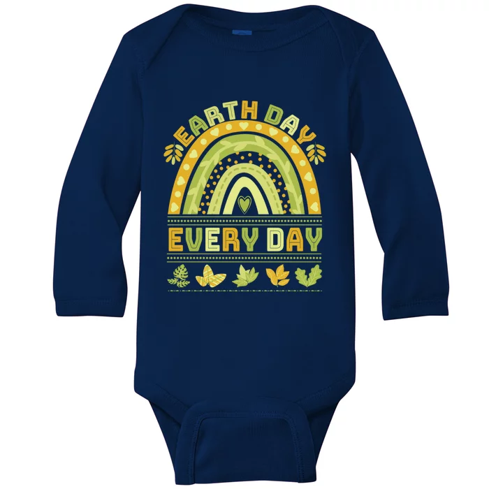 Earth Day Every Day Gift Earth Day Everyday Green Rainbow Funny Gift Baby Long Sleeve Bodysuit