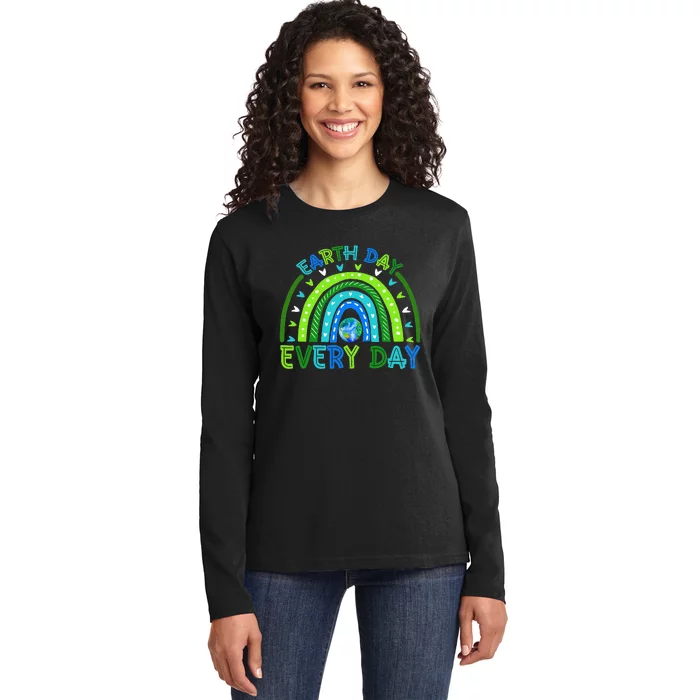 Earth Day Everyday Earth Day Rainbow Save The Planet Ladies Long Sleeve Shirt