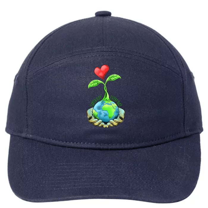 Earth Day Everyday Nature Heart 7-Panel Snapback Hat