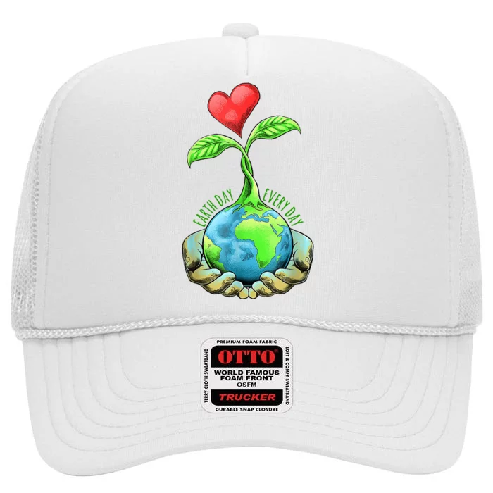 Earth Day Everyday Nature Heart High Crown Mesh Trucker Hat