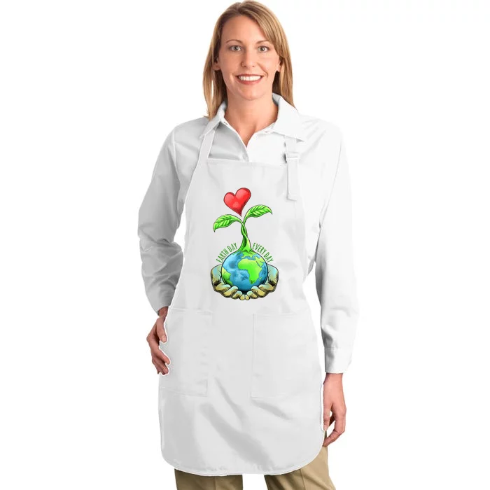 Earth Day Everyday Nature Heart Full-Length Apron With Pocket