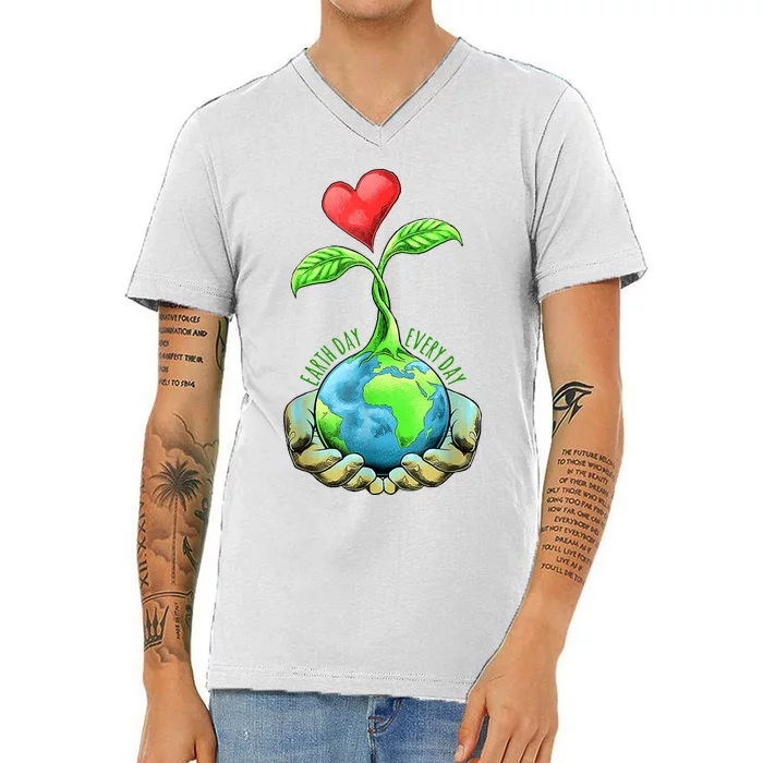 Earth Day Everyday Nature Heart V-Neck T-Shirt