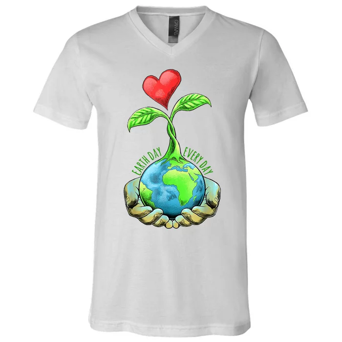 Earth Day Everyday Nature Heart V-Neck T-Shirt