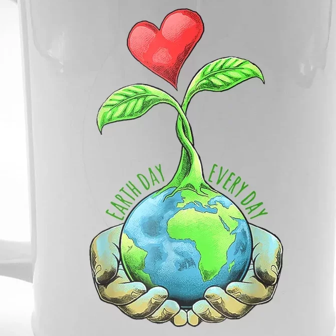 Earth Day Everyday Nature Heart Front & Back Beer Stein