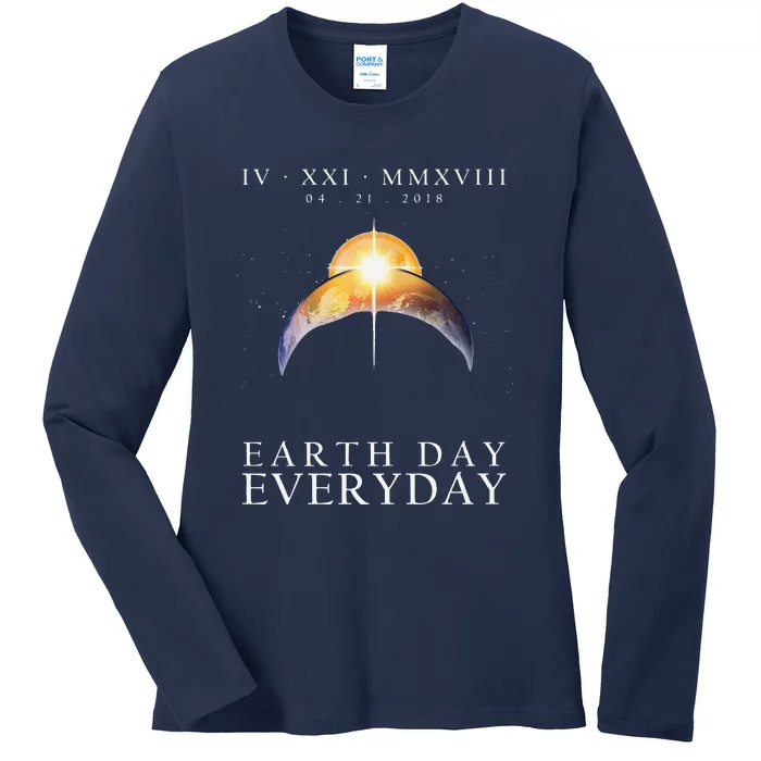 Earth Day Environmental Awareness Ladies Long Sleeve Shirt