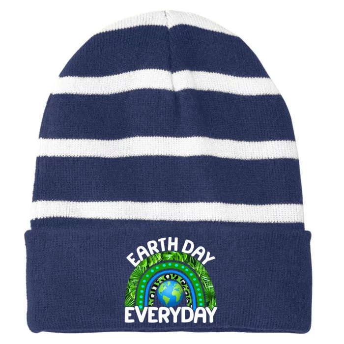 Earth Day Everyday Nature Rainbow Striped Beanie with Solid Band