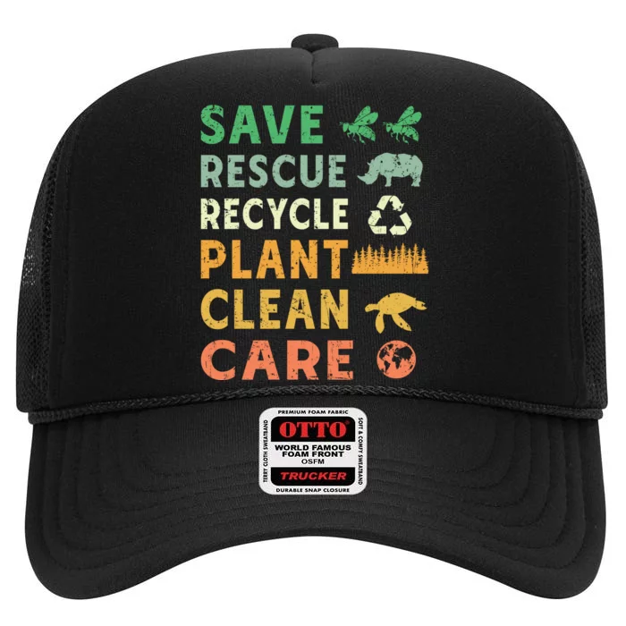 Earth Day Ecofriendly Message High Crown Mesh Trucker Hat