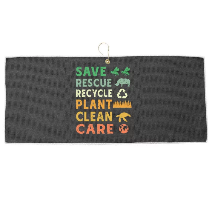 Earth Day Ecofriendly Message Large Microfiber Waffle Golf Towel