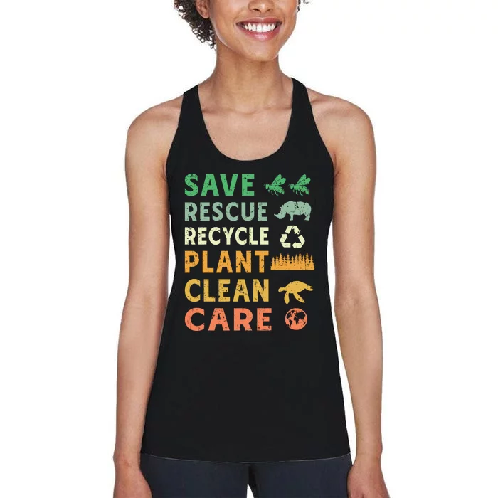 Earth Day Ecofriendly Message Women's Racerback Tank