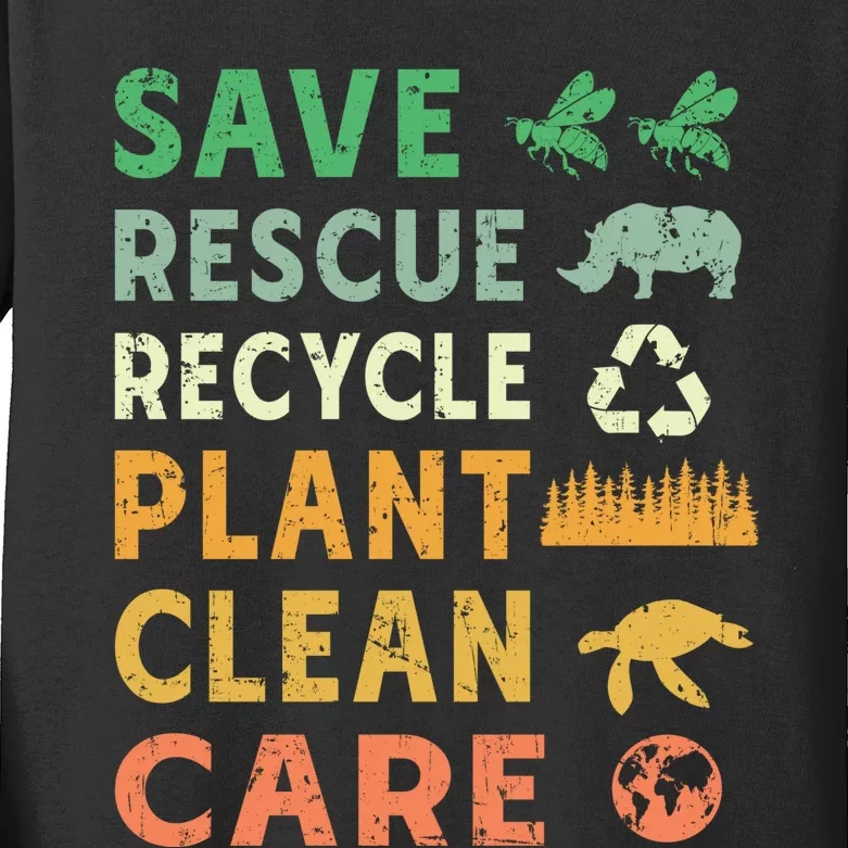 Earth Day Ecofriendly Message Kids Long Sleeve Shirt