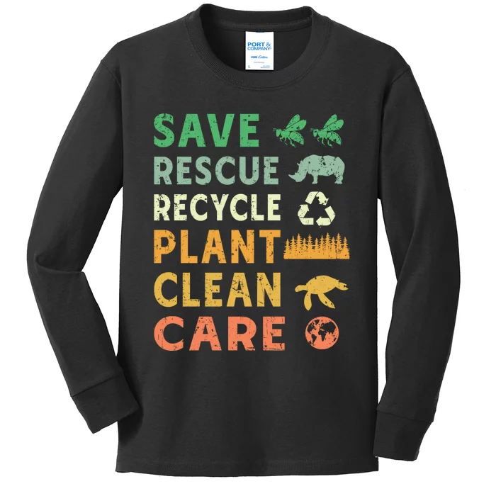 Earth Day Ecofriendly Message Kids Long Sleeve Shirt