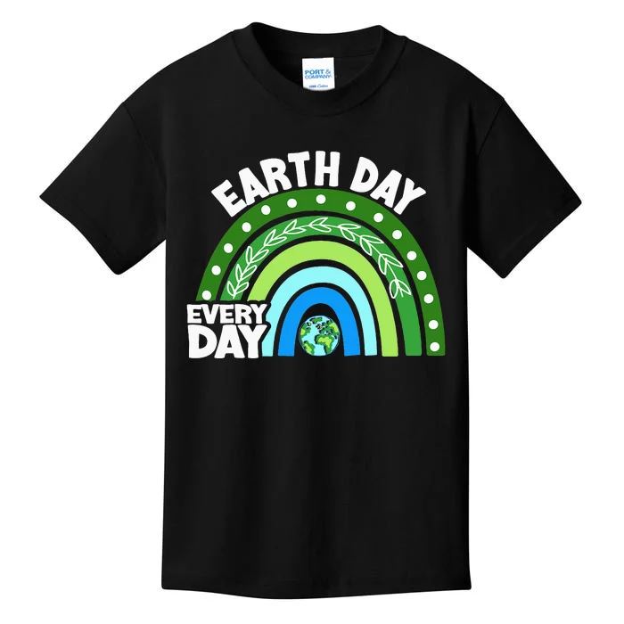 Earth Day Every Day Rainbow Earth Day Awareness Planet Kids T-Shirt