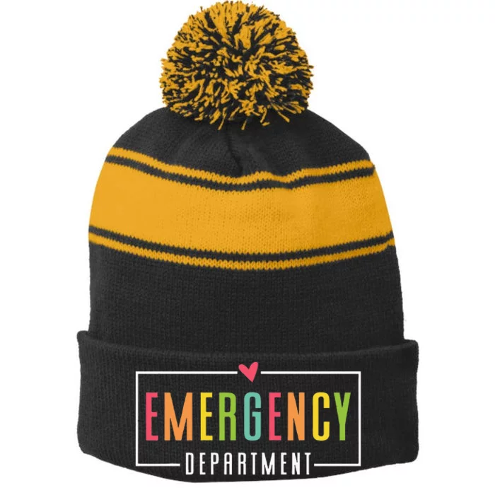 Emergency Department Emergency Room Healthcare Stripe Pom Pom Beanie