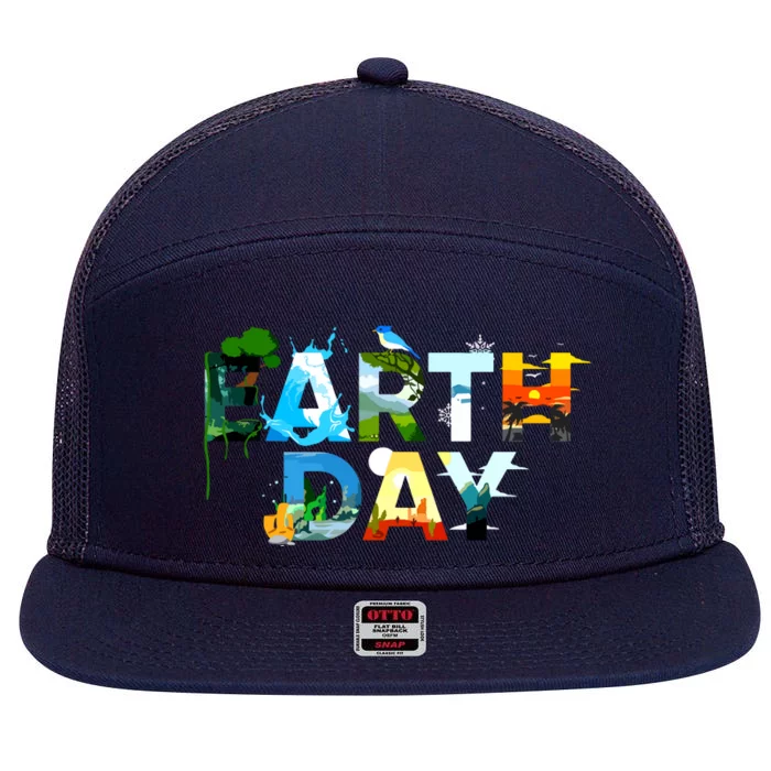 Earth Day Environmental Protection Save Tree Animals 7 Panel Mesh Trucker Snapback Hat