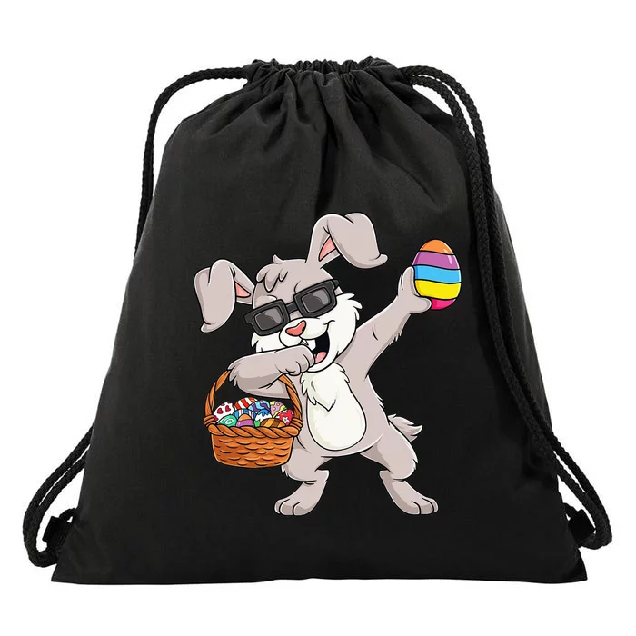 Easter Day Eggs Funny Dabbing Rabbit Drawstring Bag