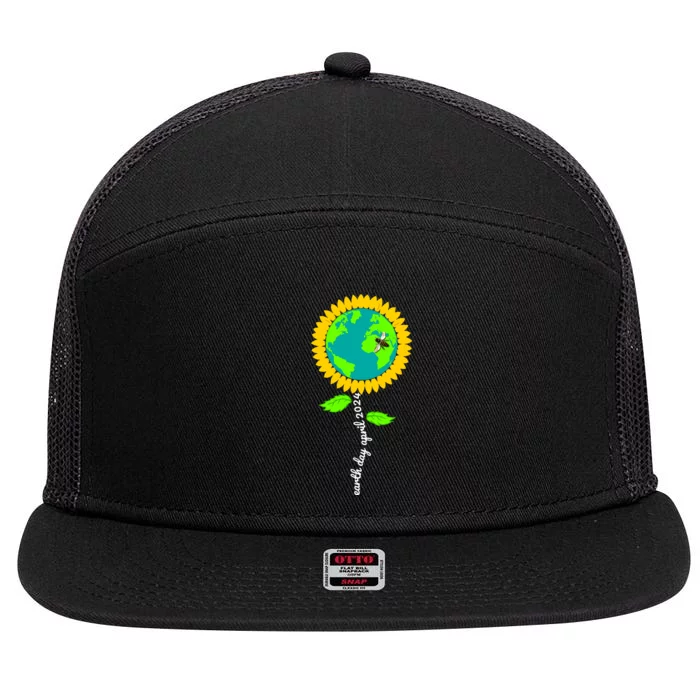 Earth Day Every Day 2024 Sunflower Restore Save Earth 7 Panel Mesh Trucker Snapback Hat