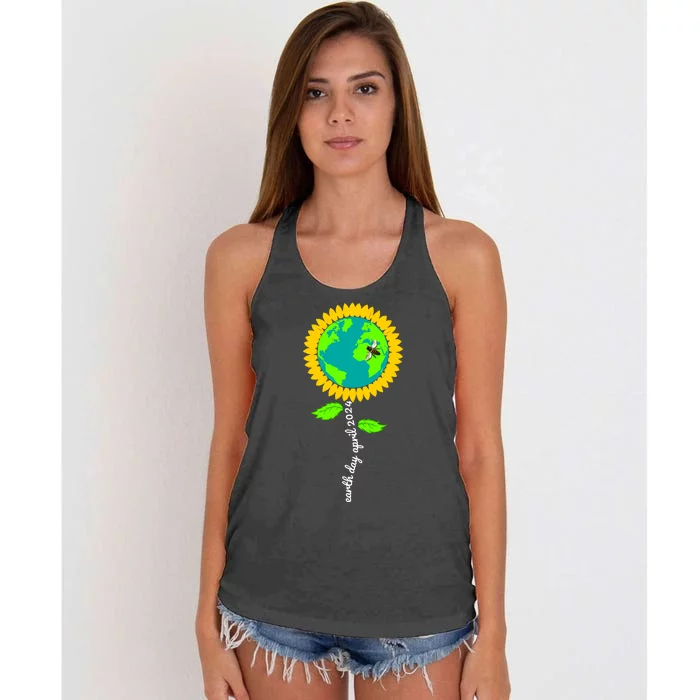 Earth Day Every Day 2024 Sunflower Restore Save Earth Women's Knotted Racerback Tank