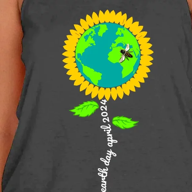 Earth Day Every Day 2024 Sunflower Restore Save Earth Women's Knotted Racerback Tank