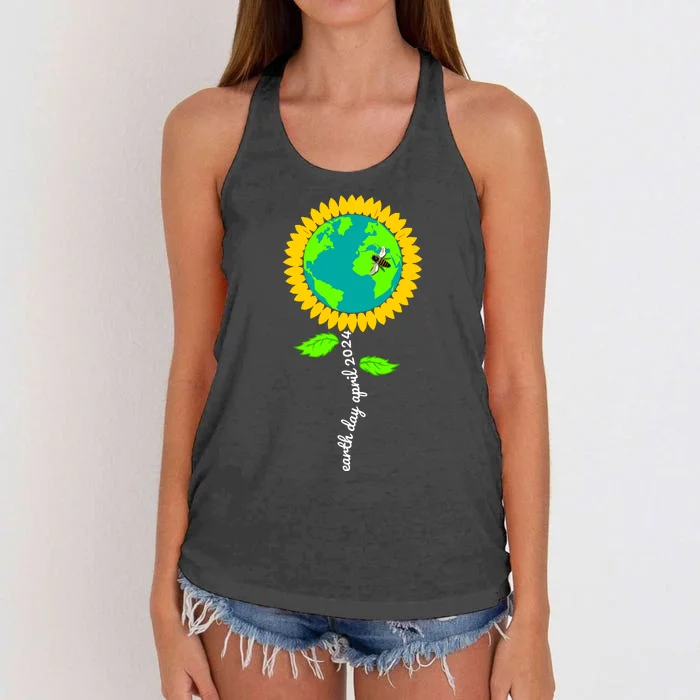 Earth Day Every Day 2024 Sunflower Restore Save Earth Women's Knotted Racerback Tank