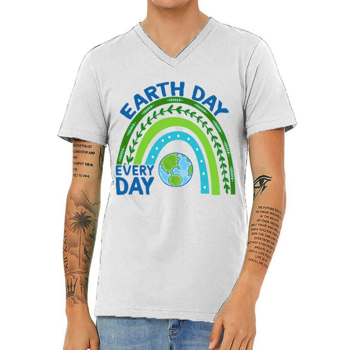 Earth Day Everyday Rainbow V-Neck T-Shirt