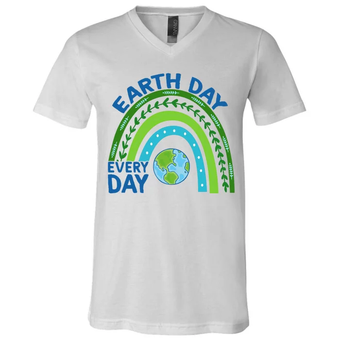 Earth Day Everyday Rainbow V-Neck T-Shirt