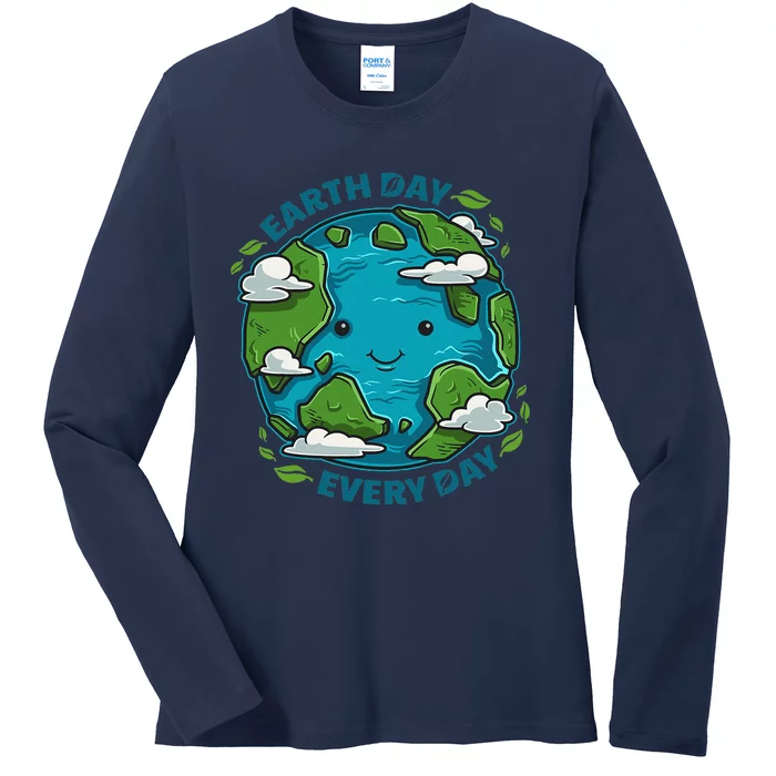 Earth Day Every Day Cute Environmental Light Ladies Long Sleeve Shirt