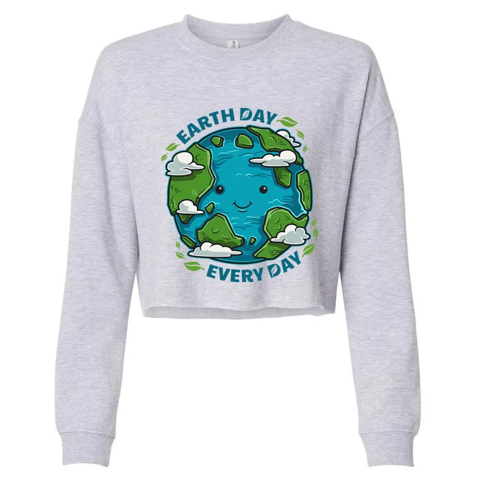 Earth Day Every Day Cute Environmental Light Cropped Pullover Crew